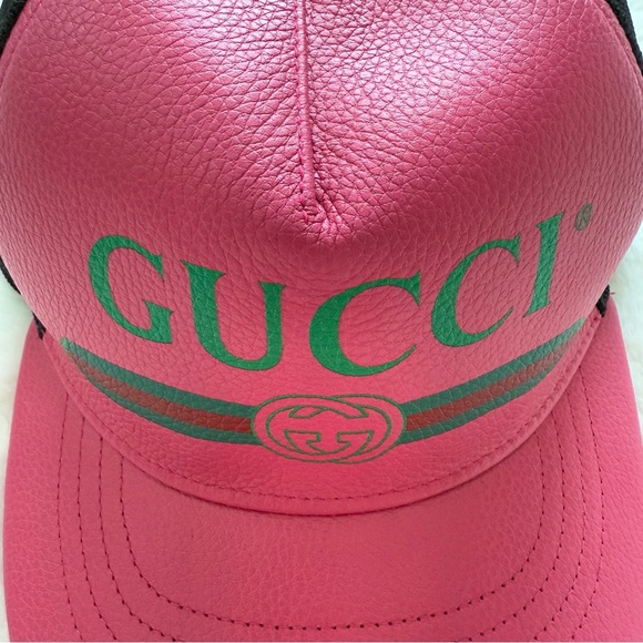 GUCCI grained calfskin logo print hat Authentic main image 5